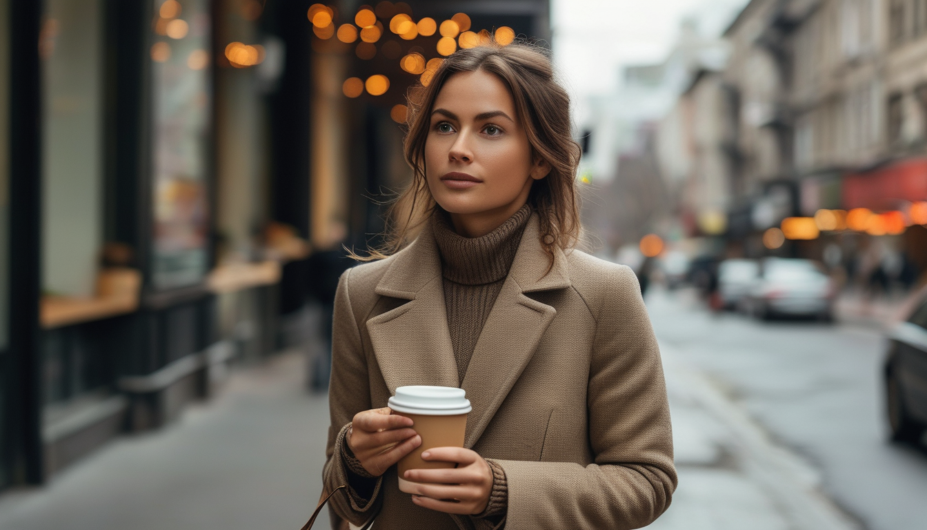 Woman styling neutral leggings for everyday errands